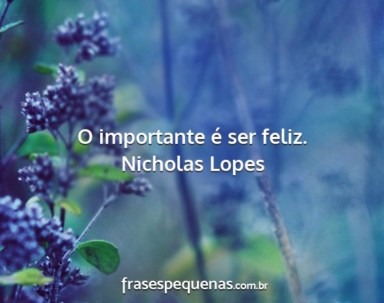 Nicholas Lopes - O importante é ser feliz....