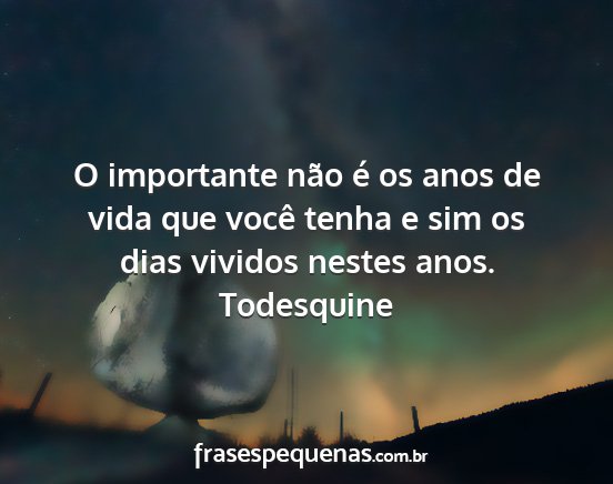 Todesquine - O importante não é os anos de vida que você...