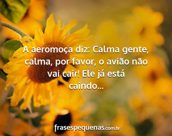 A aeromoça diz: Calma gente, calma, por favor, o...