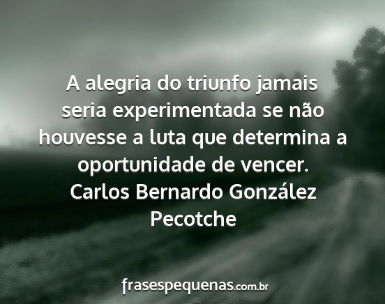 Carlos Bernardo González Pecotche - A alegria do triunfo jamais seria experimentada...