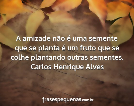 Carlos Henrique Alves - A amizade não é uma semente que se planta é um...