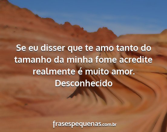 Desconhecido - Se eu disser que te amo tanto do tamanho da minha...