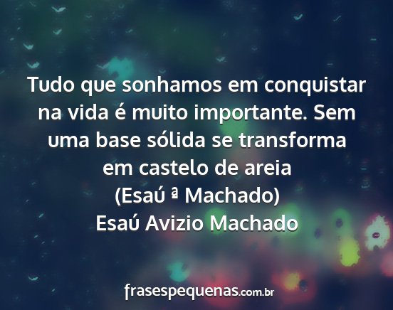 Esaú Avizio Machado - Tudo que sonhamos em conquistar na vida é muito...