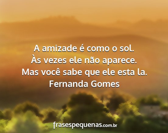 Fernanda Gomes - A amizade é como o sol. Às vezes ele não...