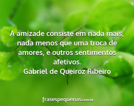 Gabriel de Queiroz Ribeiro - A amizade consiste em nada mais, nada menos que...