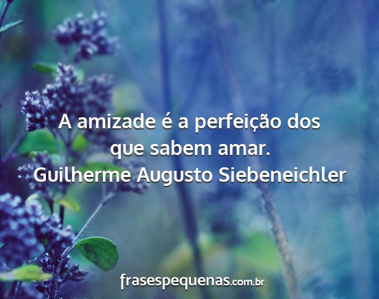 Guilherme Augusto Siebeneichler - A amizade é a perfeição dos que sabem amar....
