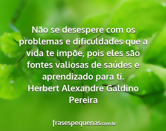 Herbert Alexandre Galdino Pereira - Não se desespere com os problemas e dificuldades...
