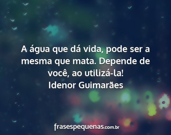 Idenor Guimarães - A água que dá vida, pode ser a mesma que mata....