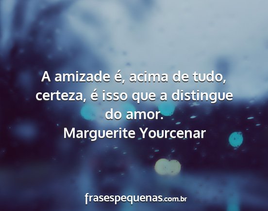 Marguerite Yourcenar - A amizade é, acima de tudo, certeza, é isso que...
