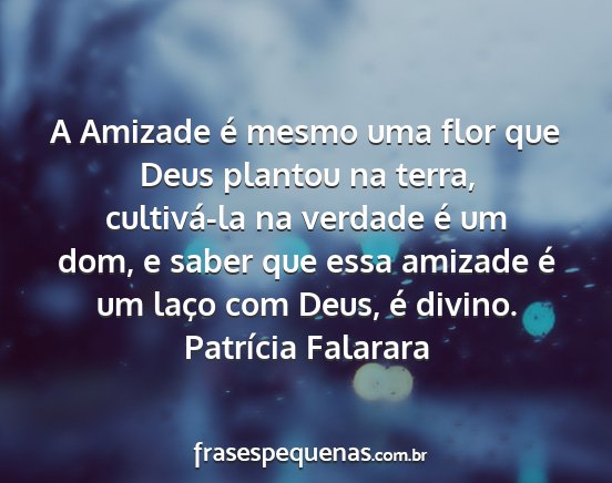 Patrícia Falarara - A Amizade é mesmo uma flor que Deus plantou na...