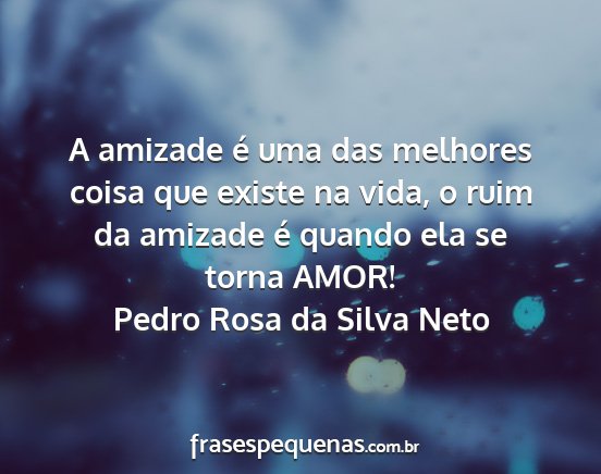 Pedro Rosa da Silva Neto - A amizade é uma das melhores coisa que existe na...