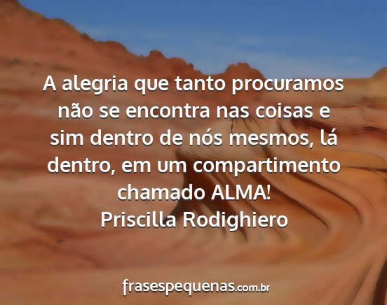 Priscilla Rodighiero - A alegria que tanto procuramos não se encontra...