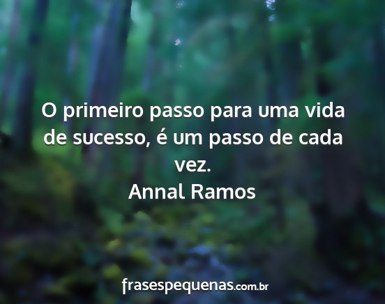 Annal Ramos - O primeiro passo para uma vida de sucesso, é um...