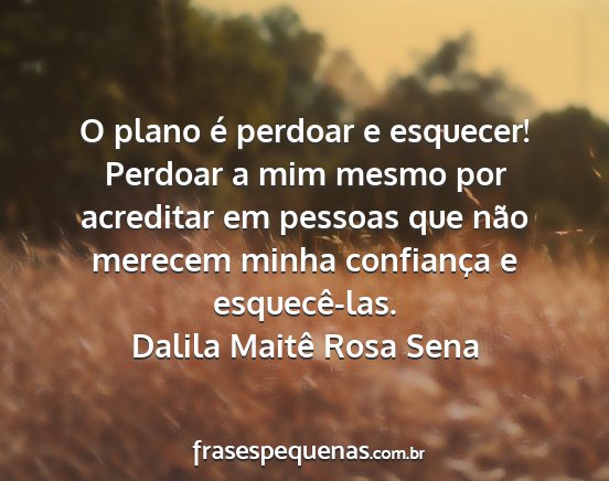 Dalila Maitê Rosa Sena - O plano é perdoar e esquecer! Perdoar a mim...