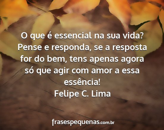 Felipe C. Lima - O que é essencial na sua vida? Pense e responda,...