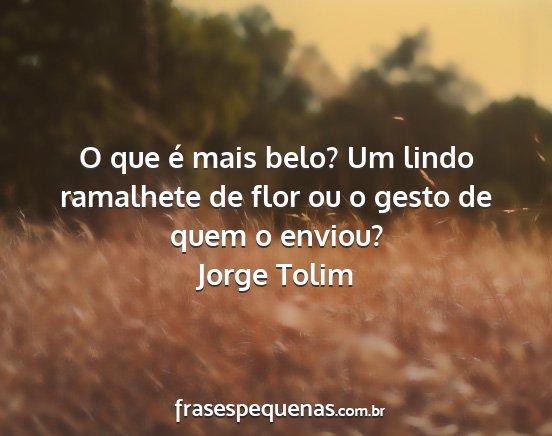 Jorge Tolim - O que é mais belo? Um lindo ramalhete de flor ou...