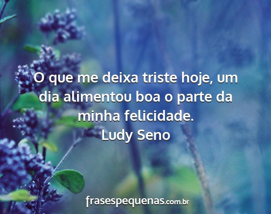 Ludy Seno - O que me deixa triste hoje, um dia alimentou boa...