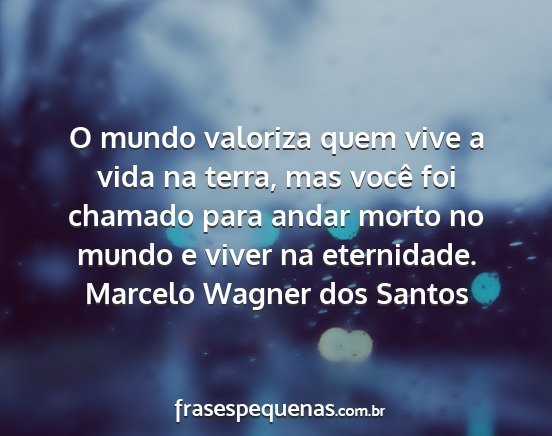 Marcelo Wagner dos Santos - O mundo valoriza quem vive a vida na terra, mas...