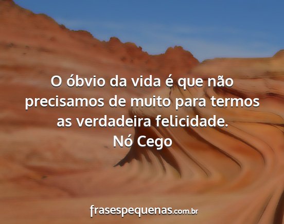 Nó Cego - O óbvio da vida é que não precisamos de muito...