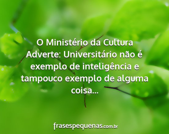 O Ministério da Cultura Adverte: Universitário...