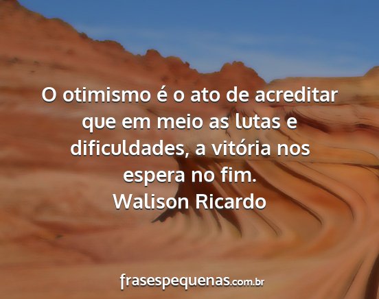 Walison Ricardo - O otimismo é o ato de acreditar que em meio as...