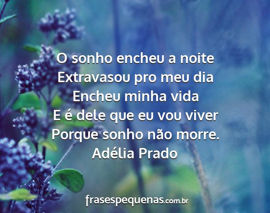 Adélia Prado - O sonho encheu a noite Extravasou pro meu dia...