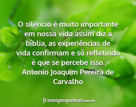 Antonio Joaquim Pereira de Carvalho - O silêncio é muito importante em nossa vida...