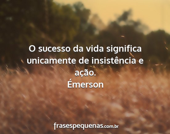 Émerson - O sucesso da vida significa unicamente de...