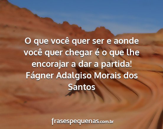 Fágner Adalgiso Morais dos Santos - O que você quer ser e aonde você quer chegar é...