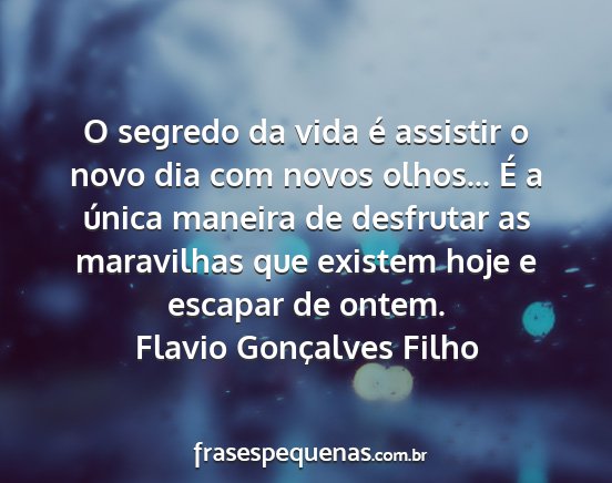 Flavio Gonçalves Filho - O segredo da vida é assistir o novo dia com...