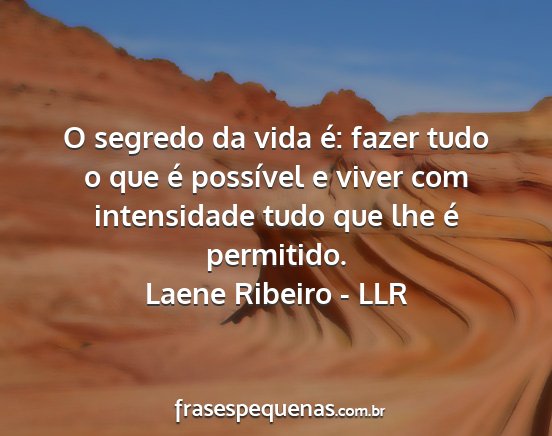 Laene Ribeiro - LLR - O segredo da vida é: fazer tudo o que é...
