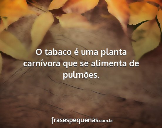 O tabaco é uma planta carnívora que se alimenta...