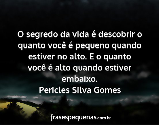 Pericles Silva Gomes - O segredo da vida é descobrir o quanto você é...