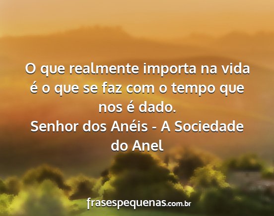 Senhor dos Anéis - A Sociedade do Anel - O que realmente importa na vida é o que se faz...