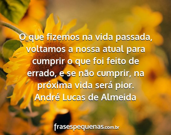André Lucas de Almeida - O que fizemos na vida passada, voltamos a nossa...