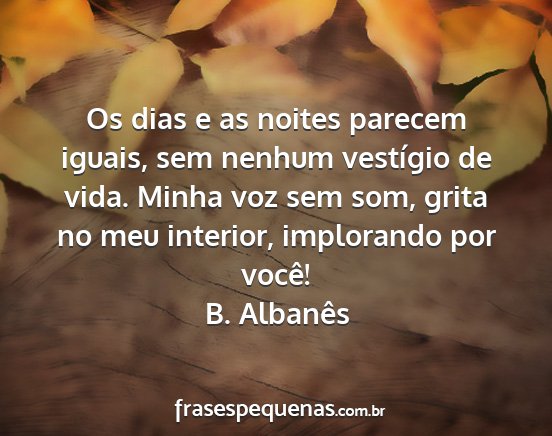 B. Albanês - Os dias e as noites parecem iguais, sem nenhum...