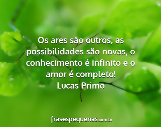 Lucas Primo - Os ares são outros, as possibilidades são...