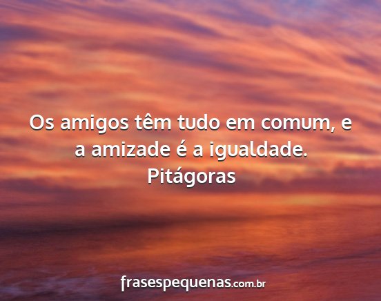 Pitágoras - Os amigos têm tudo em comum, e a amizade é a...