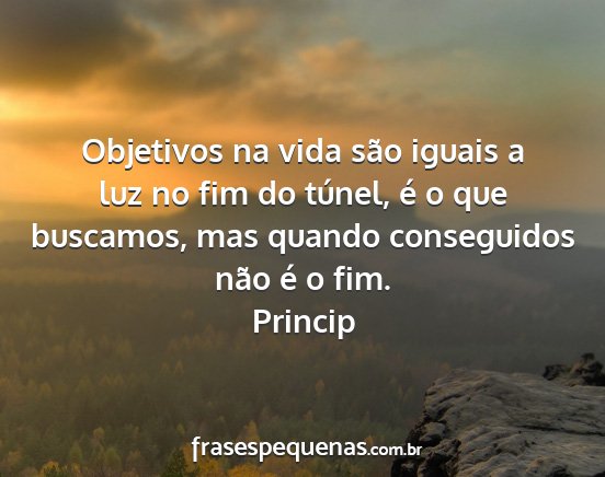 Princip - Objetivos na vida são iguais a luz no fim do...