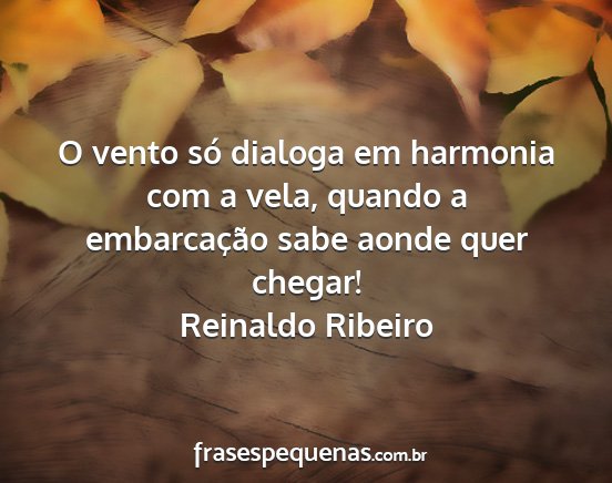Reinaldo Ribeiro - O vento só dialoga em harmonia com a vela,...