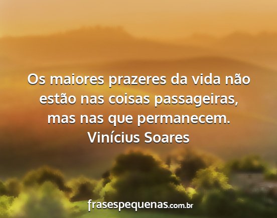 Vinícius Soares - Os maiores prazeres da vida não estão nas...