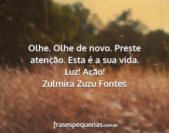 Zulmira Zuzu Fontes - Olhe. Olhe de novo. Preste atenção. Esta é a...