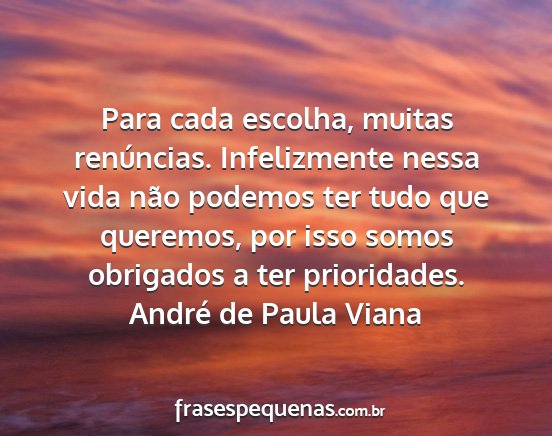 André de Paula Viana - Para cada escolha, muitas renúncias....