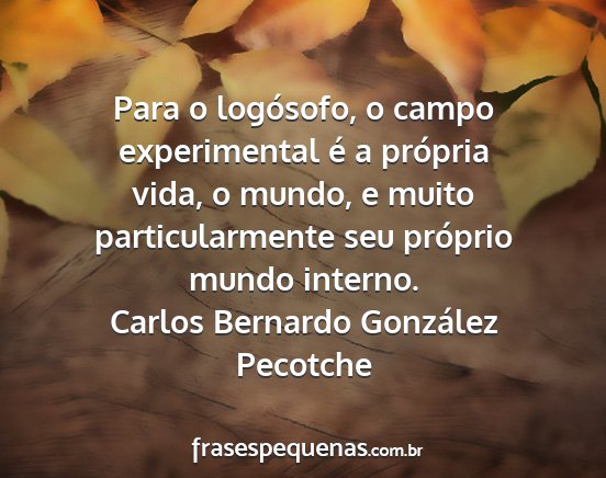 Carlos Bernardo González Pecotche - Para o logósofo, o campo experimental é a...