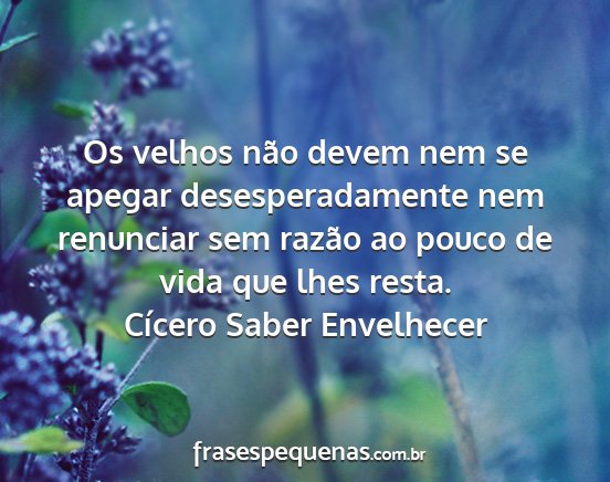 Cícero Saber Envelhecer - Os velhos não devem nem se apegar...