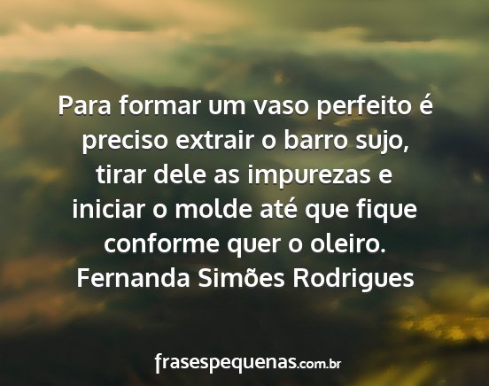 Fernanda Simões Rodrigues - Para formar um vaso perfeito é preciso extrair o...