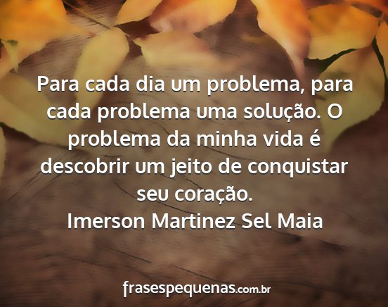 Imerson Martinez Sel Maia - Para cada dia um problema, para cada problema uma...