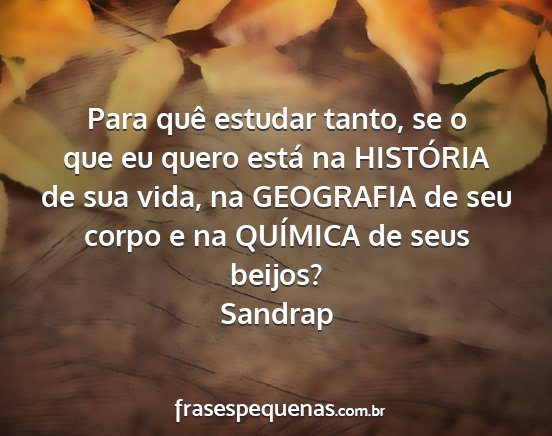 Sandrap - Para quê estudar tanto, se o que eu quero está...