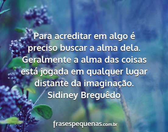 Sidiney Breguêdo - Para acreditar em algo é preciso buscar a alma...