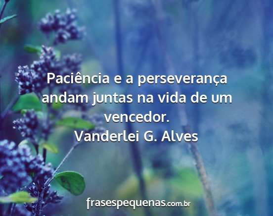 Vanderlei G. Alves - Paciência e a perseverança andam juntas na vida...